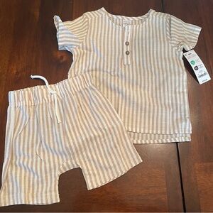Carter's Beige and White Striped Kids Matching Set